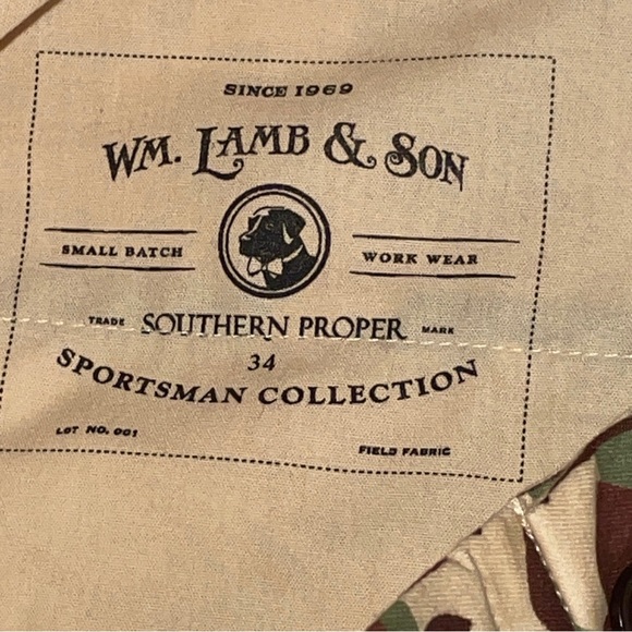 Southern Proper Wm Lamb & Son
Camo Duck Pants size 34x32 NWOT - Picture 4 of 5